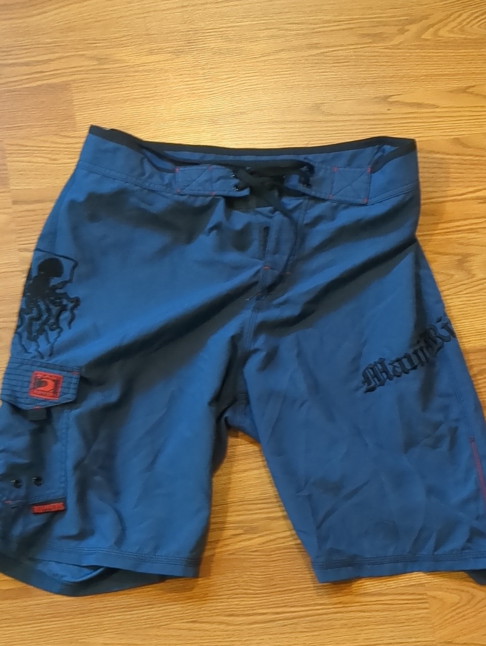 Maui Rippers Octo Tako Hawaiian cargo Board Short Embroiderd Octopus Surf Gear - Picture 6 of 8